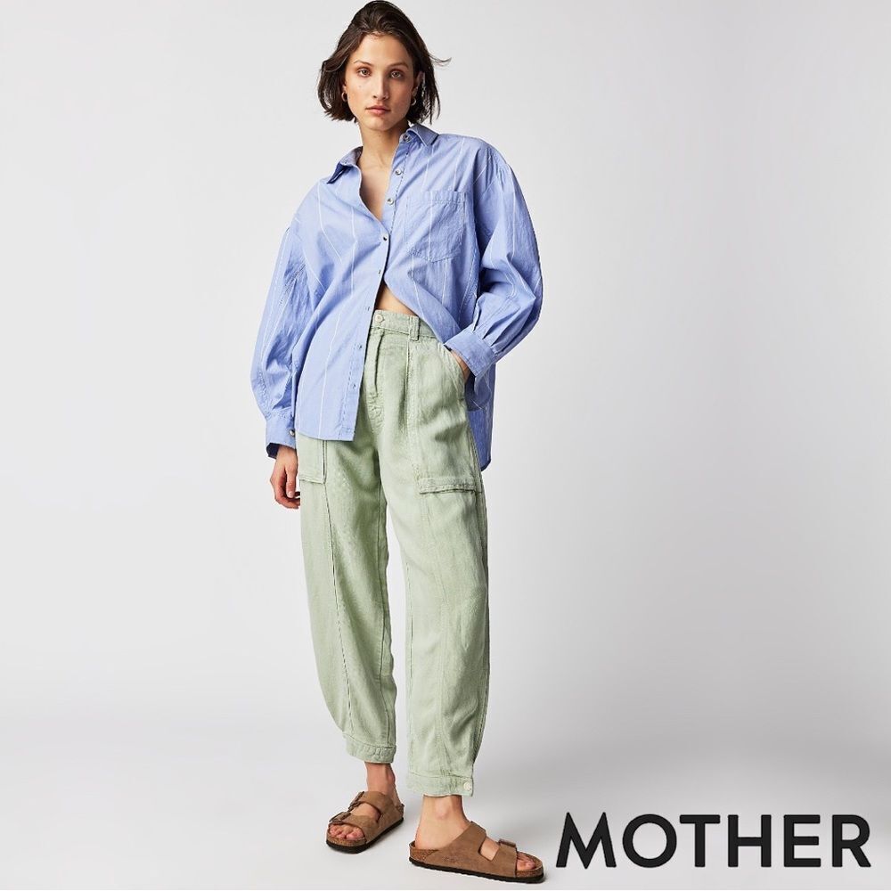 MOTHER **NWT** The Patch Pocket Chute Flood Pants in Cameo Green